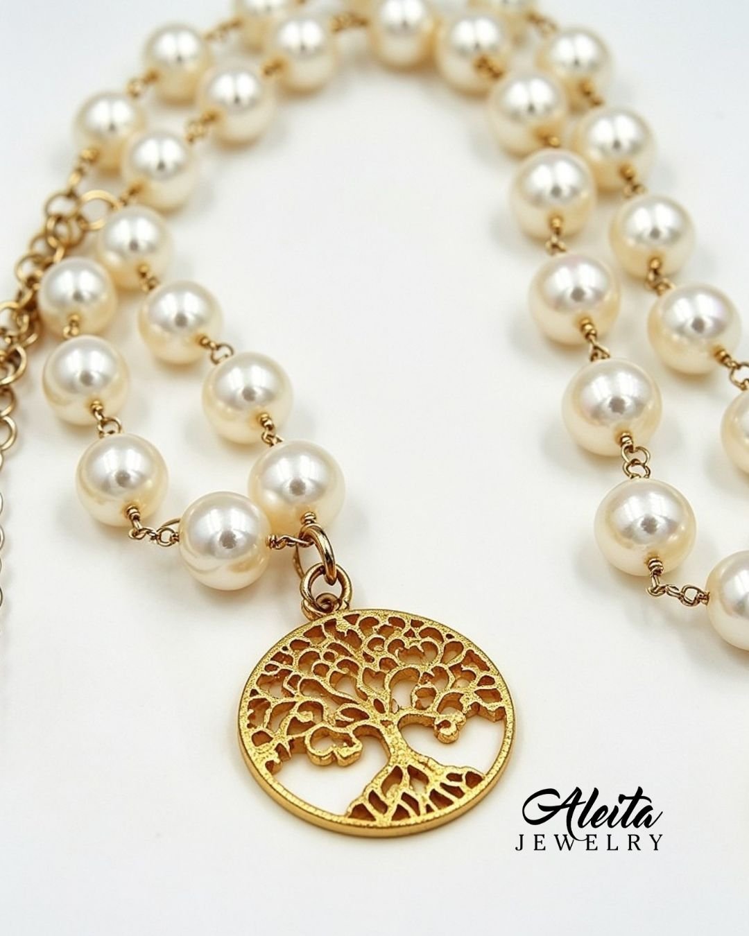 pearl-necklace-with-gold-tree-of-life-pendant-Aleita-Jewelry-one-of-a-kind-quality-jewelry