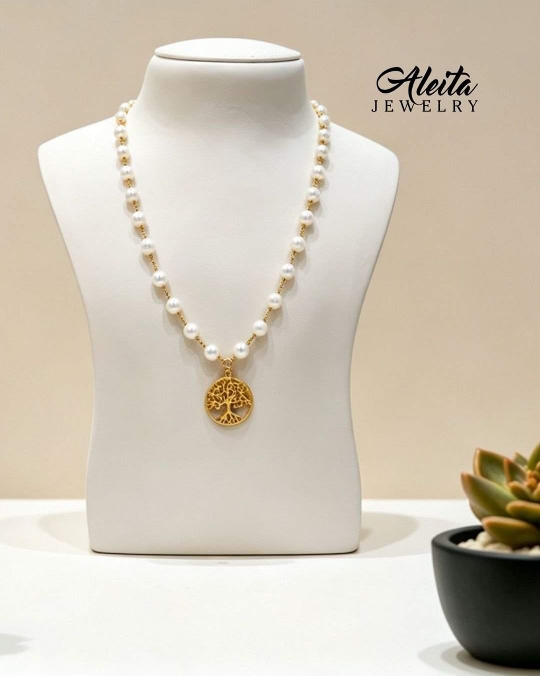 pearl-necklace-with-gold-tree-of-life-pendant-Aleita-Jewelry-one-of-a-kind-quality-jewelry