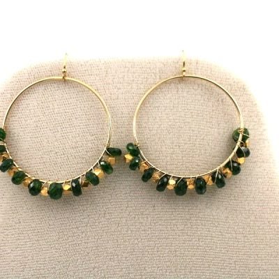 Green Chrome Diopside & Gold Vermeil Nugget Earrings