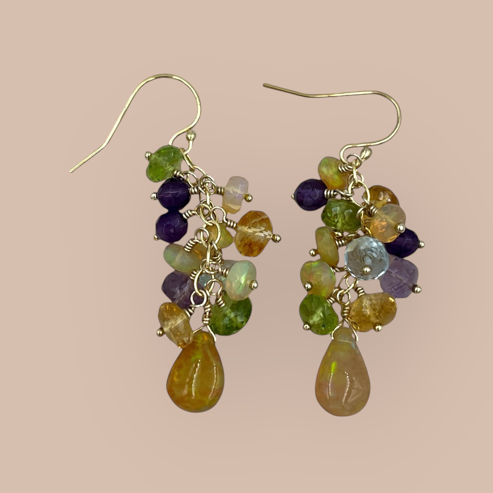 Rainbow Opal Cluster Earrings - Image 3