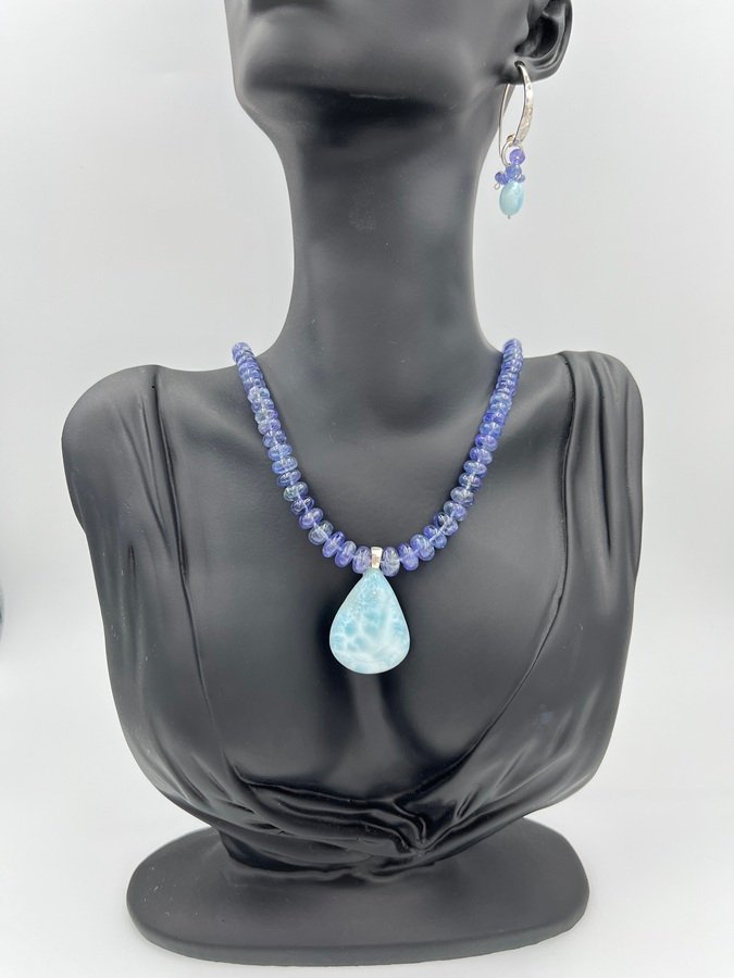 Tanzanite & Larimar Necklace with Earrings