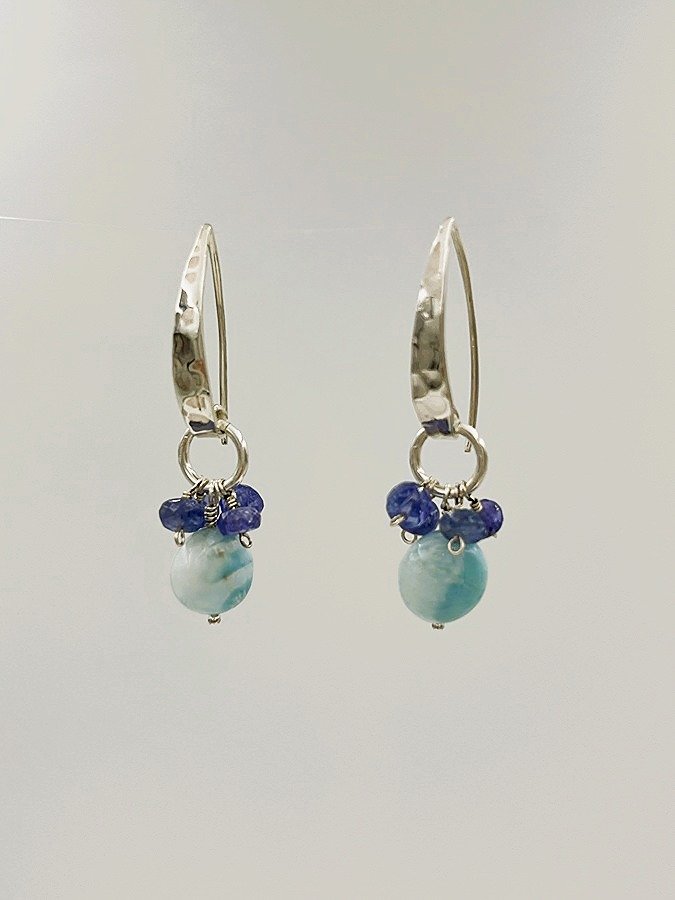 Larimar Tanzanite Sterling Silver Earrings
