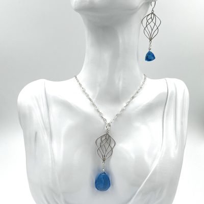 Blue Hydro Quartz Necklace Set