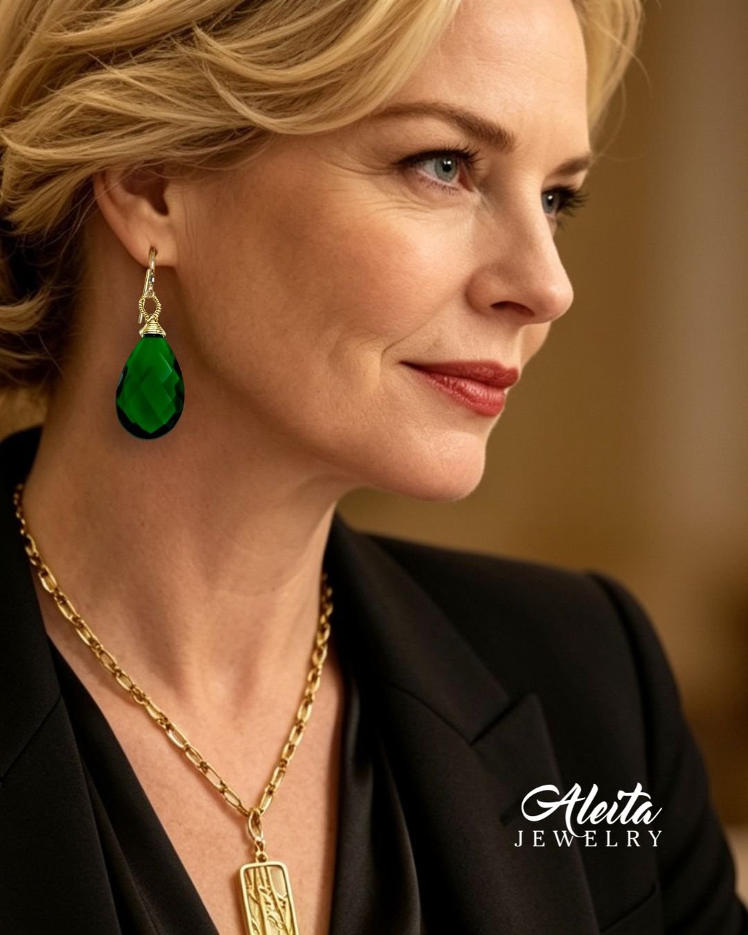 Emerald Green Quartz Necklace Set