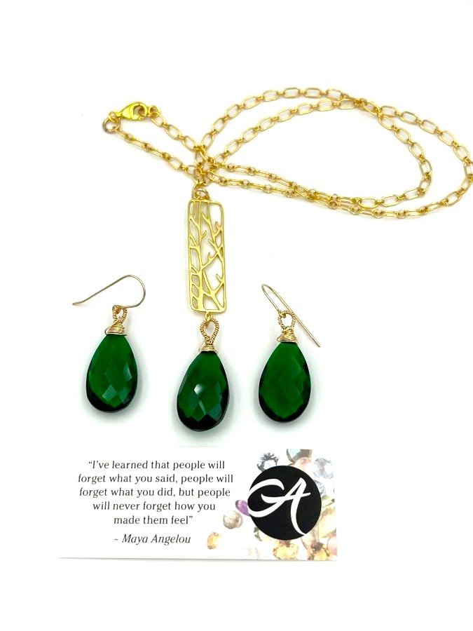 Emerald Green Quartz Necklace Set