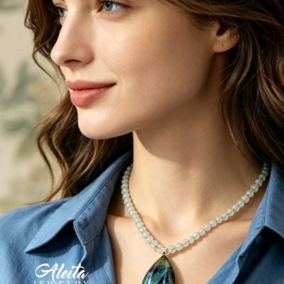 Moonstone and Labradorite Necklace and Earrings Set, Aleita Jewelry, one of a kind, quality jewelry