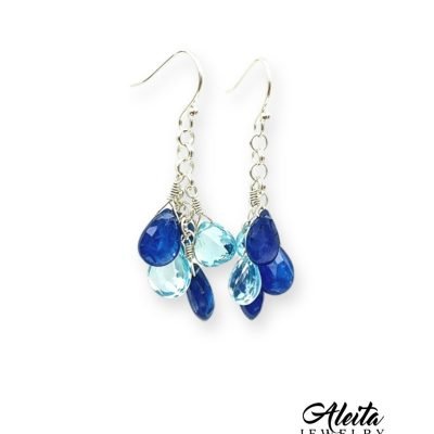 Tanzanite and Swiss Blue Topaz Dangle Earrings, Aleita Jewelry, one of a kind, quality jewelry
