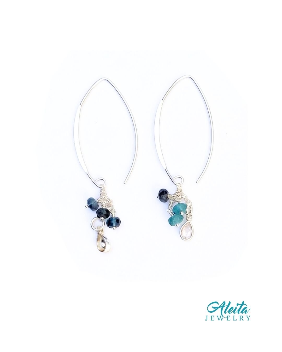 Moss Aquamarine Gemstone Necklace and Earrings Set - Image 4
