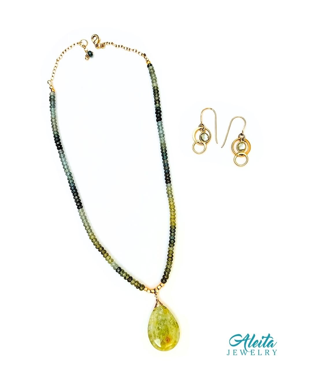 Aquamarine Necklace with Pendant and Earrings Set - Image 2