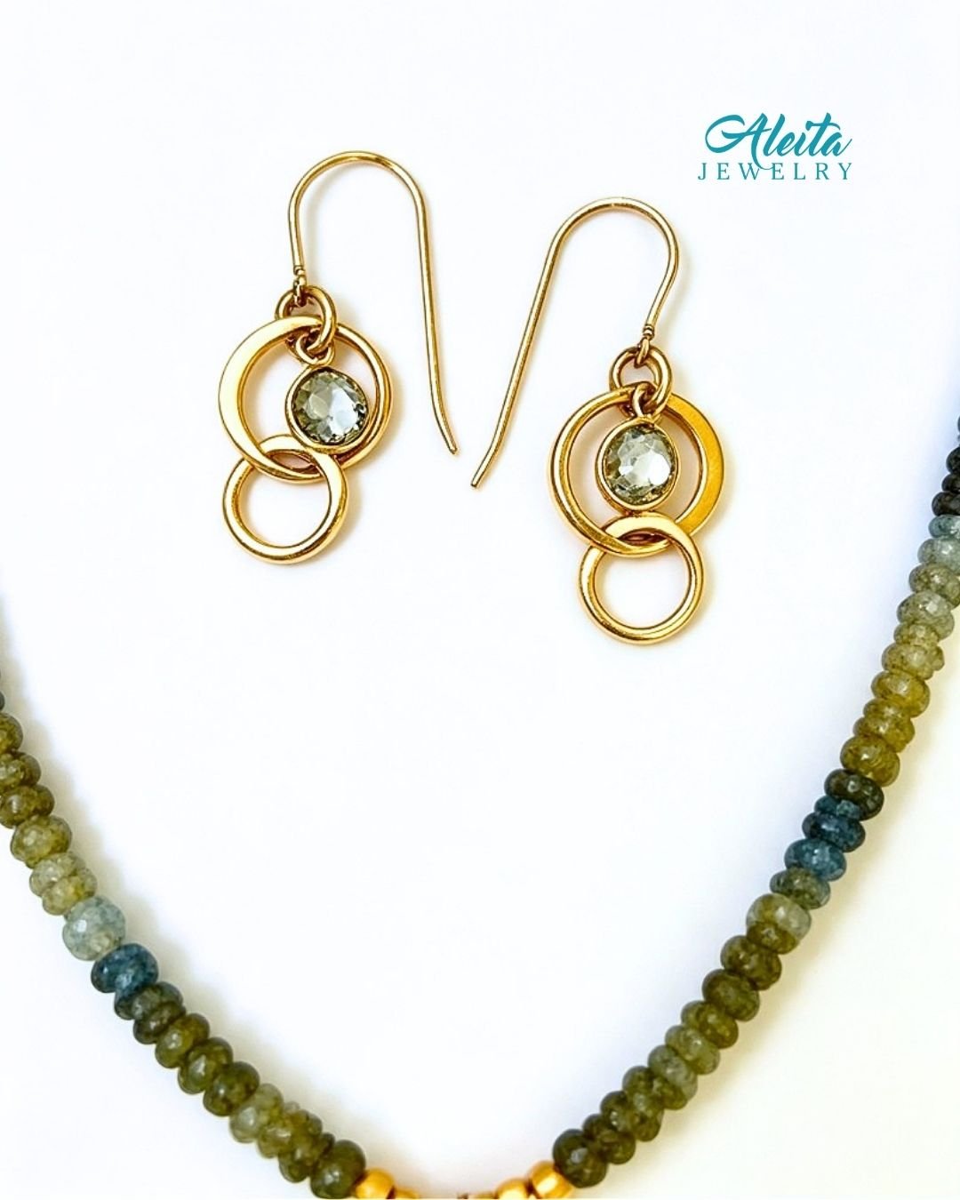Aquamarine Necklace with Pendant and Earrings Set - Image 3