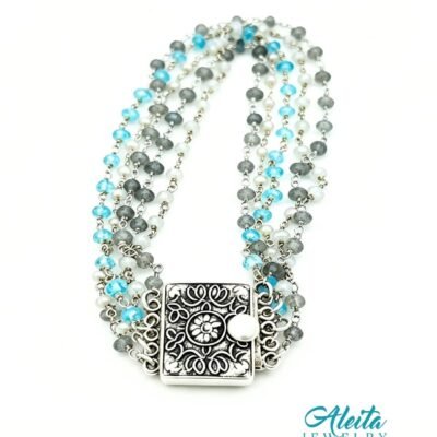 Multi-Gemstone Bracelet with Antique Box Clasp